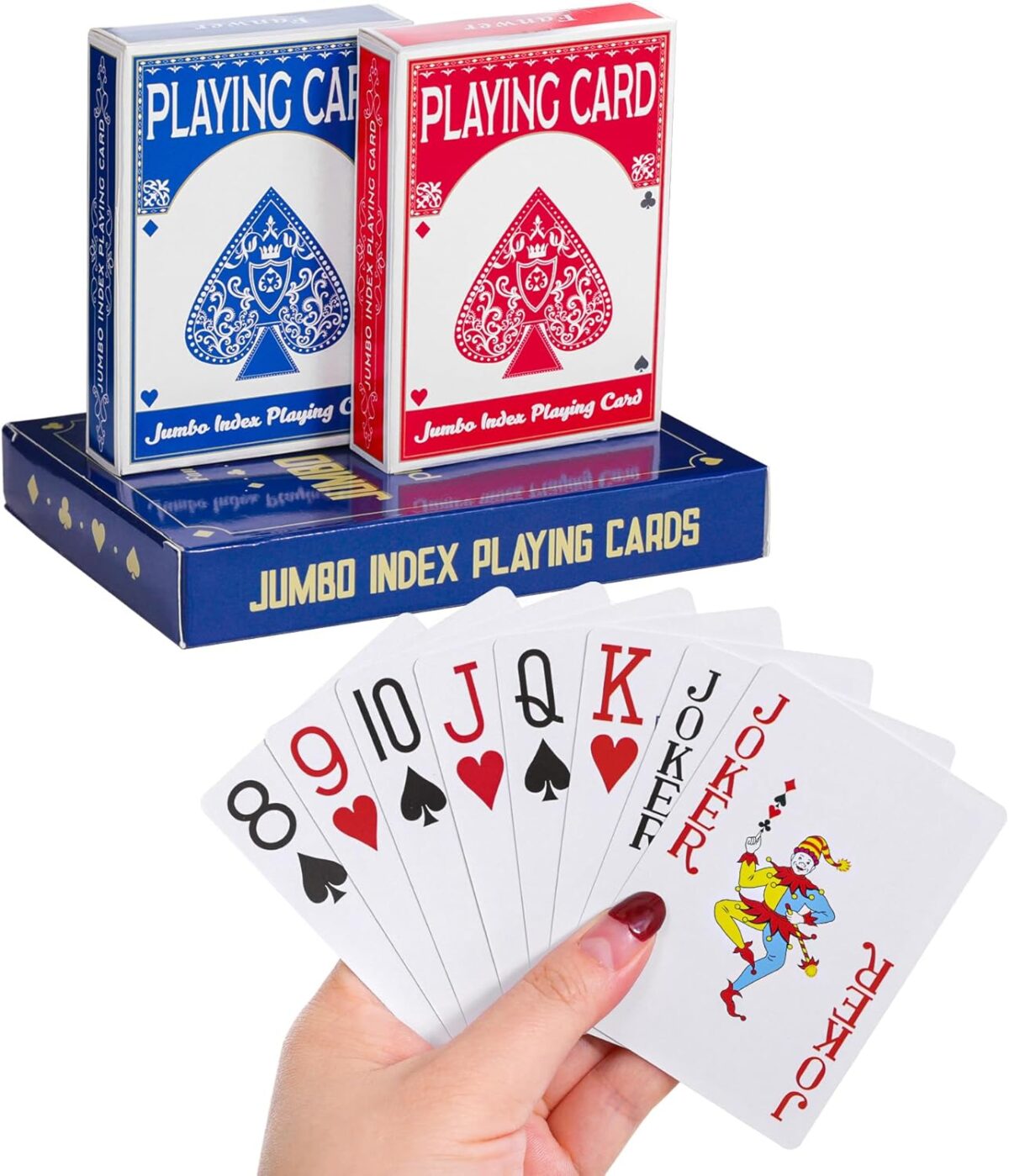 Playing Cards Large Print for Adults - 2 Pack, Large Print Playing Cards for Seniors, Vision Impaired, Low Vision Crowd, for Blackjack, Euchre, Canasta Card Game - Image 1