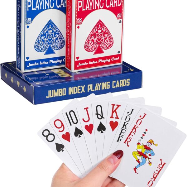 Playing Cards Large Print for Adults - 2 Pack, Large Print Playing Cards for Seniors, Vision Impaired, Low Vision Crowd, for Blackjack, Euchre, Canasta Card Game