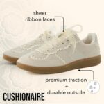 CUSHIONAIRE Belinda Women’s Lace Detail Casual Sneakers – Elegant Ribbon Lace-Up Shoes with Memory Foam - Image 4