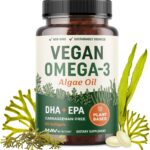 Vegan Omega 3 Algae Oil | Plant Based DHA EPA | Sustainably Sourced, No Carrageenan, Non GMO | Heart, Brain, and Eye Health | Fish Oil Alternative | Algae Omega 3 Supplement | 60 Softgel Capsules