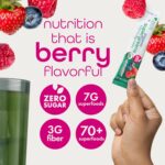 Zena Nutrition Organic Supergreens On-The-Go Powder, 70+ Superfoods, 0 Sugar, 3G Fiber, Spirulina, Chlorella, Antioxidants, Prebiotics/Probiotics, Digestive Enzymes, Mixed Berry, 30 Drink Mix Packets - Image 3