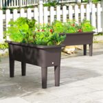 Giantex Raised Garden Beds Outdoor Set of 2, Self-Watering Planter Box with Detachable Legs & Drainage Hole, Outdoor Raised Container for Vegetable Fruit Herbs, 31.5”Lx12”Wx16”H, Easy Assembly (Brown) - Image 3