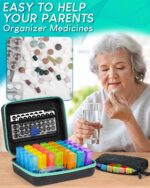 Monthly Pill Organizer 2 Times a Day, with Weekly Pill Bag, Portable Hard Shell, Pill Cutter, Plastic Opening Pick, Monthly & Weekly Stickers, Convenient Medication Management and Tracking - Image 6