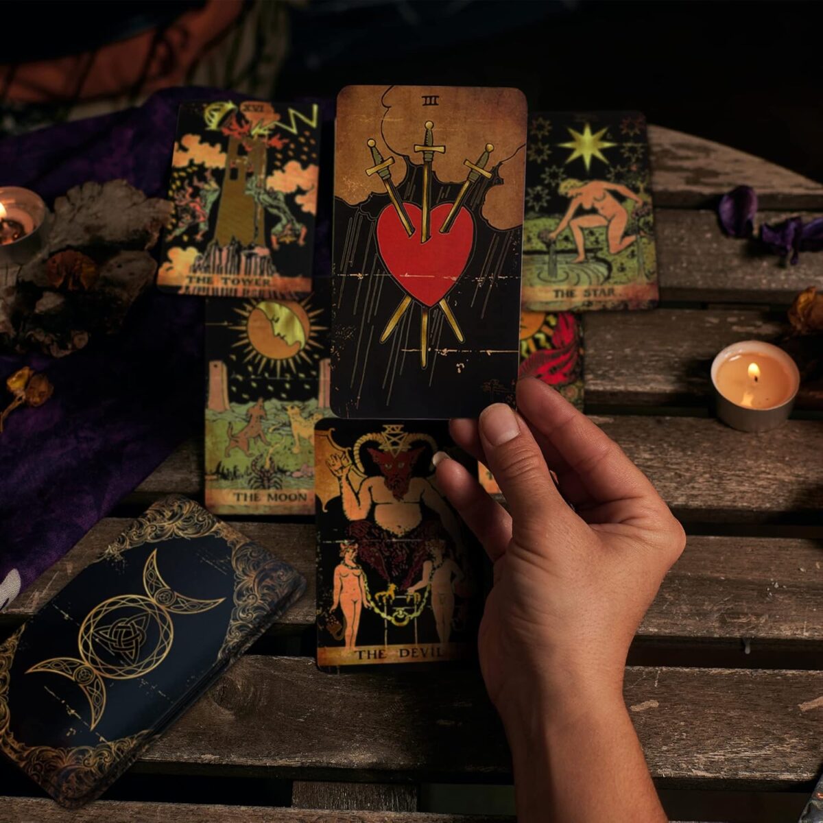 Tarot Cards, 78 Tarot Deck, Original Tarot Cards for Beginners and Experts with Guide Book and Gift Bag, Fortune Telling Game, Divination Tools for All Skill Levels, Black. - Image 2