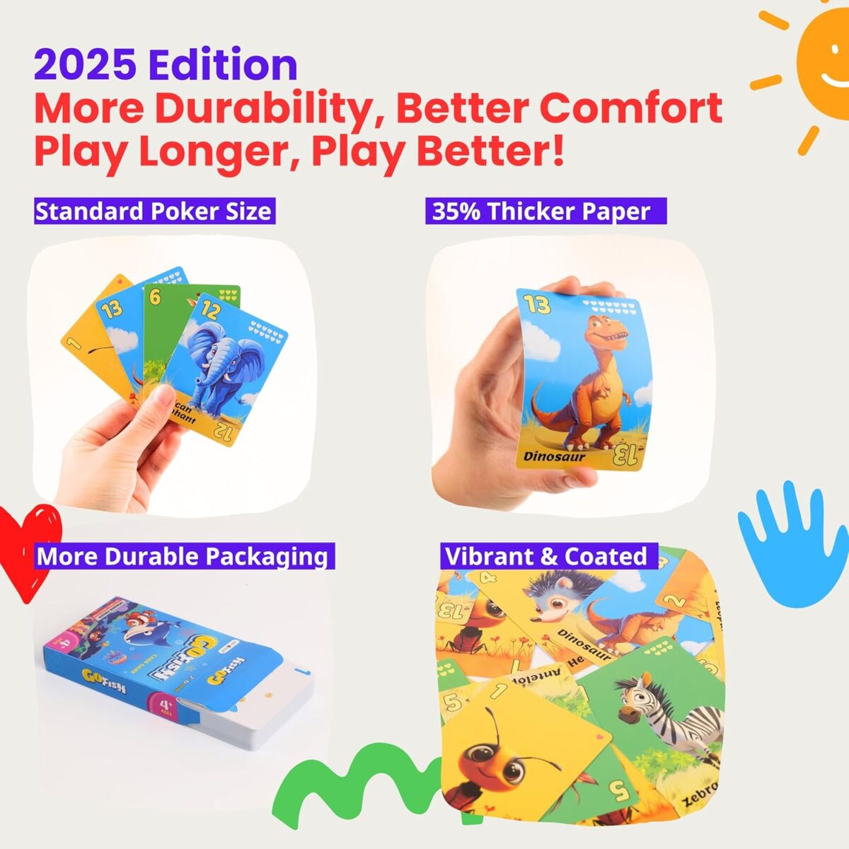 Upgraded Kids Card Games Pack, 6 Decks, Go Fish, Old Maid, Crazy Eights, Memory Match, Slap Jack, War, Playing Cards, Easter Basket Stuffers, Stocking Stuffers - Image 3
