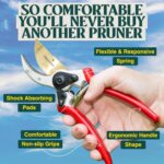 Haus & Garten ClassicPRO 8.5" Professional Premium Titanium Bypass Pruning Shears - Use As Pruners, Garden Shears, Heavy Duty Handheld Pruning Shears For Gardening, Clippers, Pruner Scissor Tool - Image 9