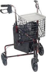 Drive Medical 10289RD Deluxe Foldable Rollator Walker, Black/Red