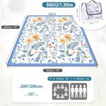 Picnic Blankets 79"x79" Extra Large Outdoor Blanket Beach Blanket Waterproof SandProof Picnic Mat Washable Foldable Portable for Grass Lawn Beach Camping (White with Flowers) - Image 2