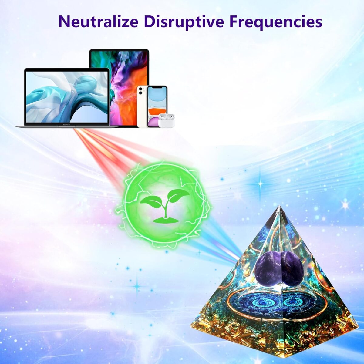 Zurligi Orgone Pyramid for Positive Energy, Tree of Life Amethyst & Citrine Chakra Orgonite Healing Crystal Pyramid for Wealth Success Lucky Meditation Sleep & Spiritual Gifts - Image 3