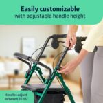 Medline Steel Rollator Walker for Adult Mobility Impairment, Green, 350 lb. Weight Capacity, 8” Wheels, Foldable, Adjustable Handles, Rolling Walker for Seniors - Image 3