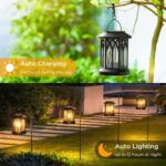 WdtPro Solar Lanterns Outdoor Waterproof, Upgraded Bright Hanging Solar Lights for Outside,Solar Powered Lanterns Lighting LED for Garden Patio Yard Decorative 2 Pack (Warm Light) - Image 7