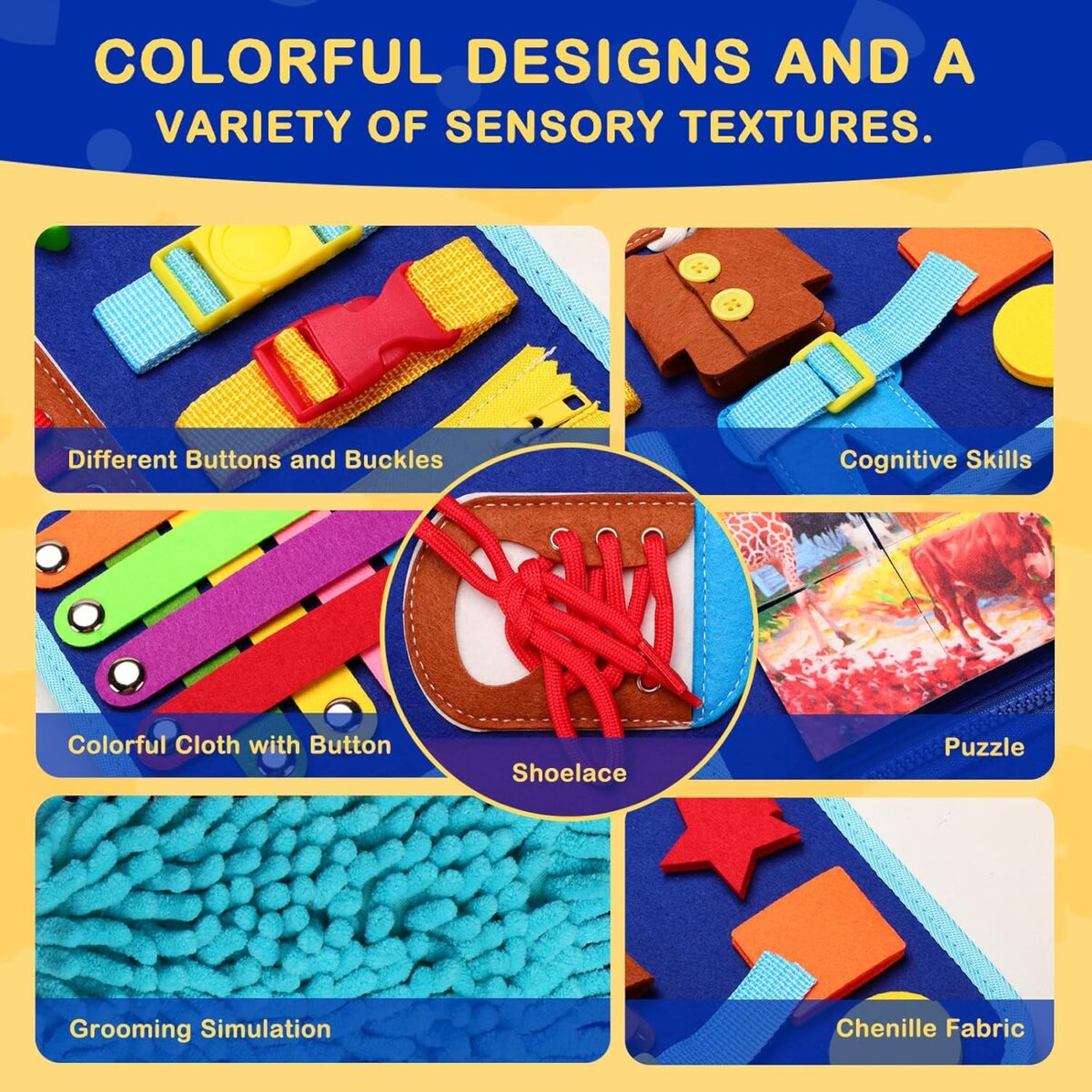 Fidget Blanket for Adults with Dementia, Dementia Activities for Seniors, Alzheimer's Products Multi-Use Busy Sensory Board, Gifts for Him Her Dementia Products for Elderly and Children with Autism - Image 3