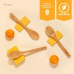 Riveira Bamboo Wooden Spoons for Cooking 6-Piece, Apartment Essentials Wood Spatula Spoon Nonstick Kitchen Utensil Set Premium Quality Housewarming Gifts for Everyday Use - Image 6