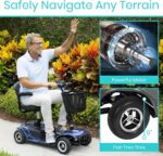 Vive 4 Wheel Mobility Scooter - Electric Powered Wheelchair Device - Compact Heavy Duty Mobile for Travel, Adults, Elderly - Long Range Power Extended Battery with Charger & Basket (FSA/HSA Eligible) - Image 5