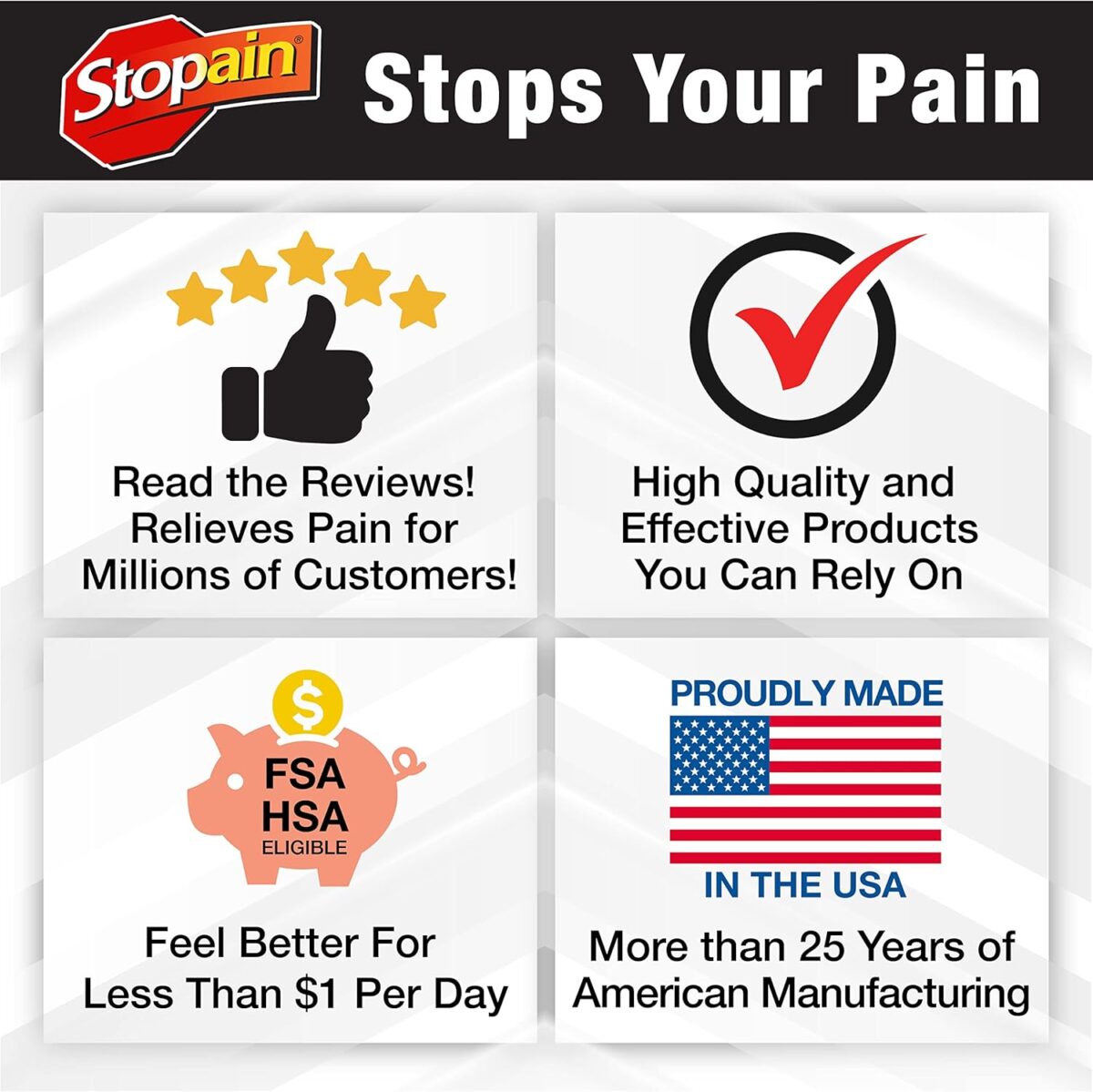Stopain Pain Relief Roll On Gel 3oz (2 Pack) USA Made, Max Strength Fast Acting with MSM, Glucosamine, Menthol for Arthritis, Lower Back, Knee, Neck, HSA FSA Approved Topical Analgesic Products - Image 3