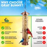 Bird Feeder for Outdoors (Brushed Copper) Squirrel Proof Hanging Bird Feeder with Locking Lid & Adjustable Hanger, Chew-Proof, Weather Resistant 14 Inches 4 Port - Image 6