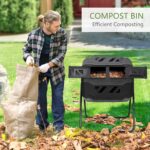 F2C Compost Tumbler Bin 43 Gallon Dual Chamber Compost Bin - Includes Gardening Gloves，BPA Free, Heavy-Duty Steel Frame, Rotating Tumbler with Sliding Doors | (Black) - Image 9