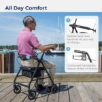 Drive Medical R726BK Foldable Rollator Walker with Seat, Black - Image 3
