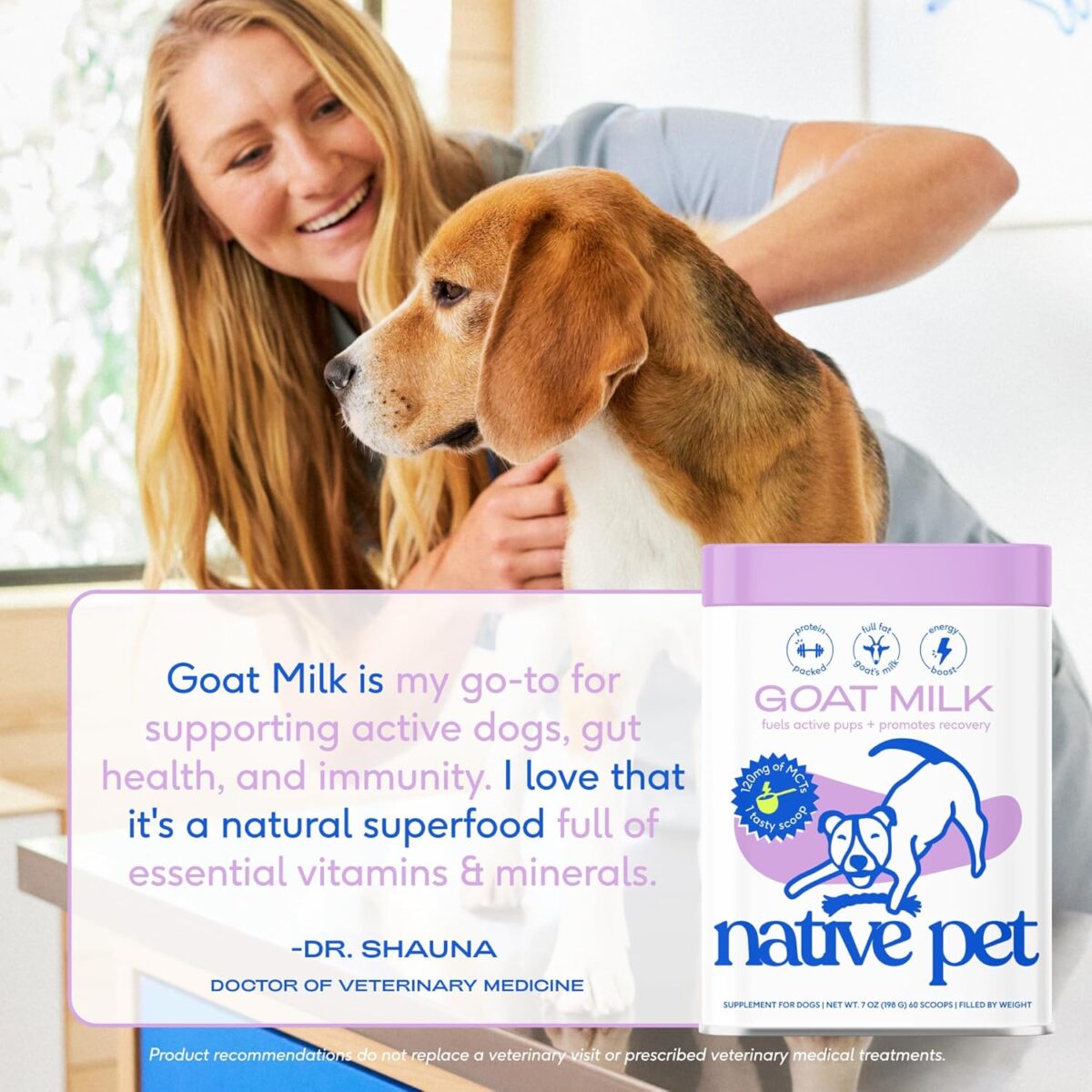 Native Pet Goat Milk for Dogs - Organic Goat Milk Powder for Dogs and Cats - Puppy Formula Dairy Replacement Packed with Protein & Vitamins for Immunity, Recovery & Growth for Active Pups - 60 Scoops - Image 5