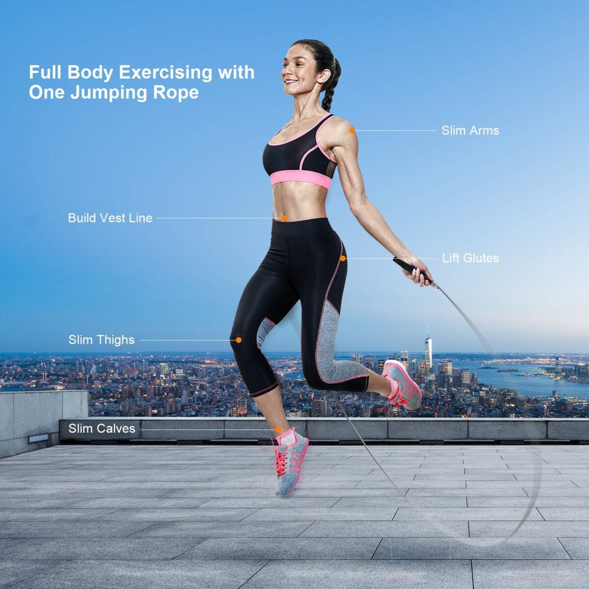 Jump Rope, High Speed Weighted Jump Rope - Premium Quality Tangle-Free - Self-Locking Screw-Free Design - Jump Ropes for Fitness - Skipping Rope for Workout Fitness, Crossfit & Home Exercises - Image 4
