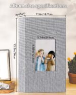 Photo Album 4x6 with 300 Pockets,Slip-in Picture Albums,Linen Cover Memory Book with Front Window,White Page Vertical Photo Book for Wedding,Family,Anniversare,Baby,Vacation - Image 3