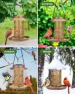 SWEETFULL Solar Bird Feeder for Outdoors Hanging, Metal Wild Bird Feeder for Cardinals Solar Garden Lantern with S Hook as Gift for Bird Lovers (2LBs Heavy Duty birdfeeders) - Image 7