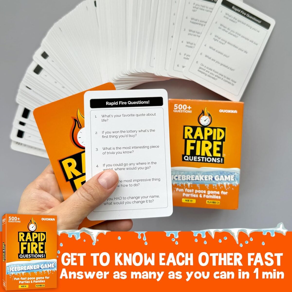 QUOKKA Icebreaker Cards with 500+ Questions - Adults Kids Family Conversation Cards Game - Break The Ice Family Game for Kids 8-12 - Perfect for Family or Adults Game Night I Travel Version - Image 6