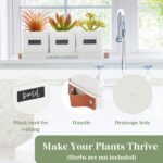PERFNIQUE Indoor Herb Garden, Herb Garden Planter Set with Tray, Farmhouse Indoor Plant Pots, Windowsill Herb Garden with Drainage(Planter only) for Indoor/Outdoor, Window Pots(White) - Image 4