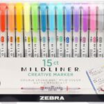 Zebra Pen Mildliner Double Ended Highlighter Set, Chisel and Bullet Tips, Assorted Ink Colors, 15-Pack