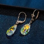 Austrian Crystal Teardrop Leverback Dangle Earrings for Women Fashion 14K Gold Plated Hypoallergenic Jewelry - Image 5