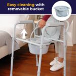 Drive Medical 11148-1 Folding Steel Bedside Commode Chair, Portable Toilet, Supports Individuals Weighing Up To 350 Lbs, with 7.5 Qt. Bucket and 13.5 Inch Seat, Grey - Image 6