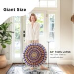 Codi Meditation Floor Pillows Set of 2, Round Large Pillow Seating for Adults, Bohemian Mandala Circle Floor Cushion for Outdoor Fireplace Yoga Living Room, 32 Inch, Yellow Memory Foam Added - Image 4