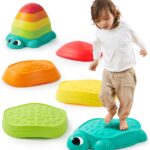 JOYIN 5 Pcs Turtle Balance Stepping Stones, Kids Turtle Path Jumping Stones, Toddler Obstacle Course Coordination Game Toys Indoor or Outdoor Play for Kids Aged 3+