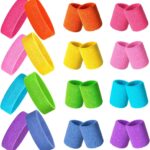 24 Pieces 80s Neon Sweatbands Set, Include 8 Sports Headbands and 16 Sweat Wristbands Elastic Athletic Tennis Sweat Bands Bulk for Man Woman