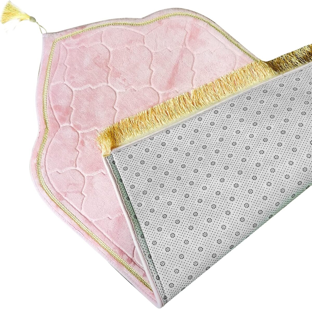 Muslim Prayer Mat, Thick Soft Velvet Muslim Rug, Portable Muslim Prayer Rug, Turkish Prayer Carpet,Janamaz Sajada Carpet for Men and Women Plain Solid Prayer Mat Ramadan Eid Gift.- Pink - Image 4