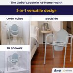 Drive Medical 11148-1 Folding Steel Bedside Commode Chair, Portable Toilet, Supports Individuals Weighing Up To 350 Lbs, with 7.5 Qt. Bucket and 13.5 Inch Seat, Grey - Image 2