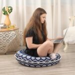 32 inches Meditation Floor Cushion for Adults, Round Large Thick Floor Pillow, Memory Foam Filling, Navy Blue - Image 5