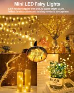 20 Pack Fairy Lights Battery Operated 3.3ft 20 LED Mini String Lights Twinkle Lights Copper Wire Firefly Starry Lights for Mason Jars Wedding Party Christmas Centerpiece Table Decorations, Warm White - Image 6