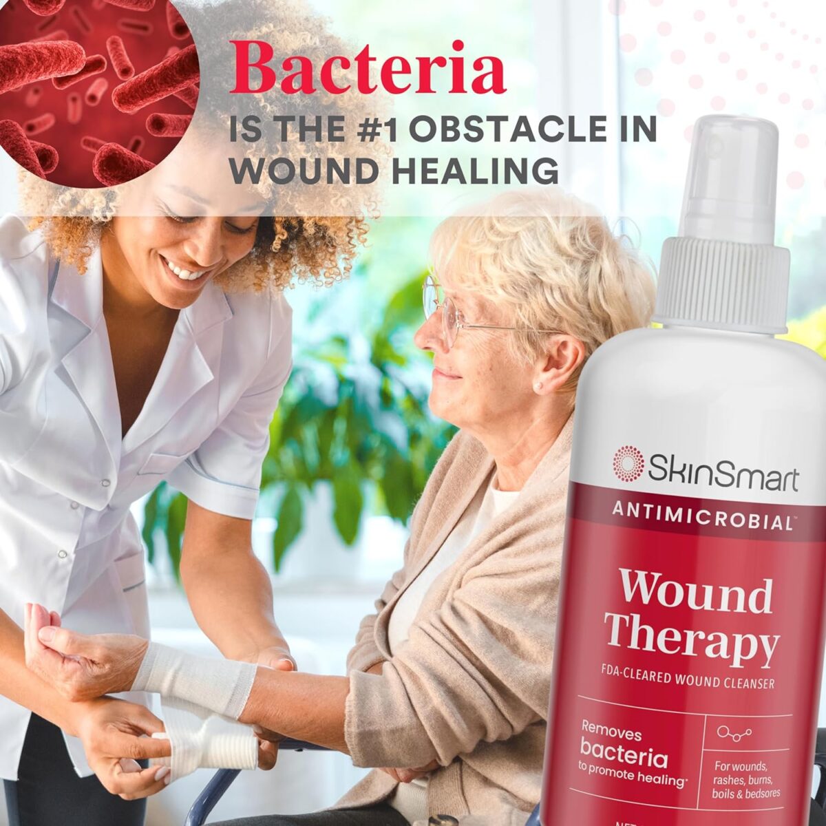 SkinSmart Antimicrobial Wound Therapy, Hypochlorous Acid Safely Removes Bacteria so Wounds Can Heal, 8 Ounce Clear Spray - Image 3