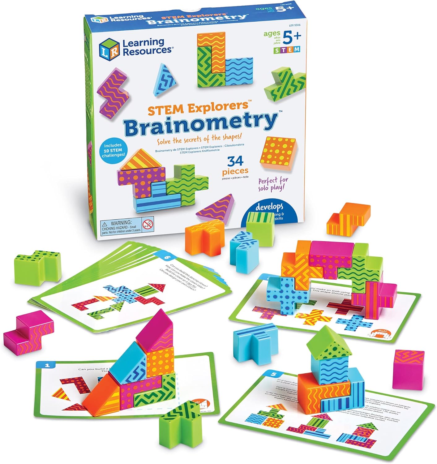 81jdgPVlTtL._AC_SL1500_.jpg Learning Resources STEM Explorers Brainometry - 34 Pieces, Ages 5+ STEM Toys for Kids, Brain Teaser Toys and Games, Kindergarten Games,Back to School - Image 1