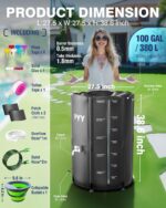 PYY Rain Water Collection Barrel - 100 Gallon Black Water Storage Tank with Spigots, Hose and Portable Bucket, Large Plastic Collapsible Rain Catcher Catchment System to Collect Rainwater from Gutter - Image 7