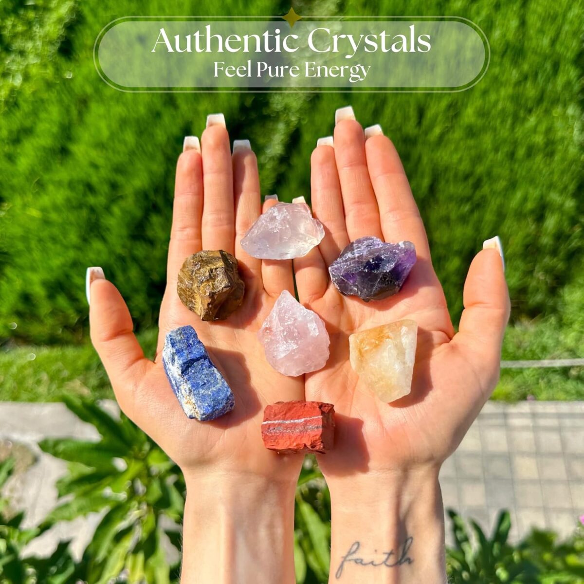 Premium 7 Chakra Stones Set – Large Raw Crystals and Healing Stones with Rose Quartz, Amethyst, and Lapis Lazuli in Wooden Box for Healing and Protection – Spiritual Gift for Women with Guide Booklet - Image 2