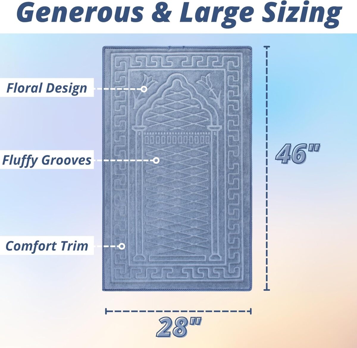 Sacred Artisans Prayer Mat, Pastel Indigo, Padded with Thick, Soft, Luxury Foam - Muslim Prayer Rug, Islamic Prayer Rug, Prayer Matt - Travel & Gift Ready for Ramadan & Eid - Image 3