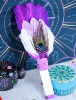 Witch's Wand Feather Smudge Wand Shaman Fan with Selenite Stick Handle and Fallen Feather for Energy Wand, Altar Ritual Wand, Banishing Wand, Pagan Altar, Ceremonial Fans, Celtic, Shamanic Tools - Image 6