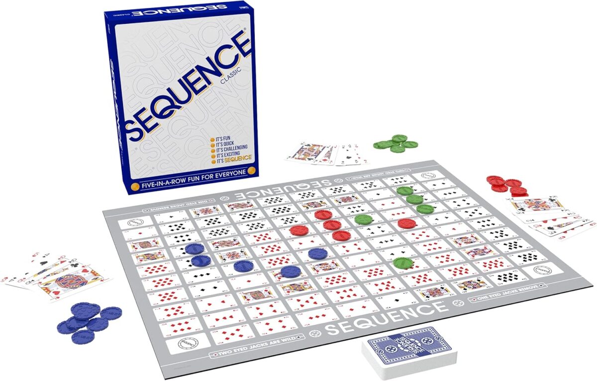 SEQUENCE- Original SEQUENCE Game with Folding Board, Cards and Chips by Jax ( Packaging may Vary ) White, 10.3" x 8.1" x 2.31" - Image 2