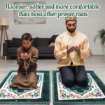 2Pcs Muslim Prayer Rug with 2Pcs Prayer Beads Thick Soft Velvet Prayer Matt Islam Arabic Turkish Design Daily Salah Mat Sajadah Meditation Ramadan Eid Gift for Women Men(Green) - Image 4