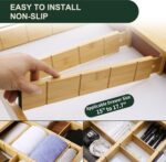 Utoplike Bamboo Drawer Dividers with Inserts, 4 pcs Adjustable Kitchen Drawer Organizers, Expandable Wooden Drawer Organization for Socks, Bedroom, Kitchen, Office, Spring Loaded - Image 3