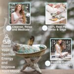 Sage Smudge Kit ~ 6 White Sage Bundles 4" ~ 6 Palo Santo Sticks 4-inch ~ Abalone Shell 5-6" & Tripod Stand ~ Instructions ~ Feather 7+ inch ~ Smudging Kit - Image 2