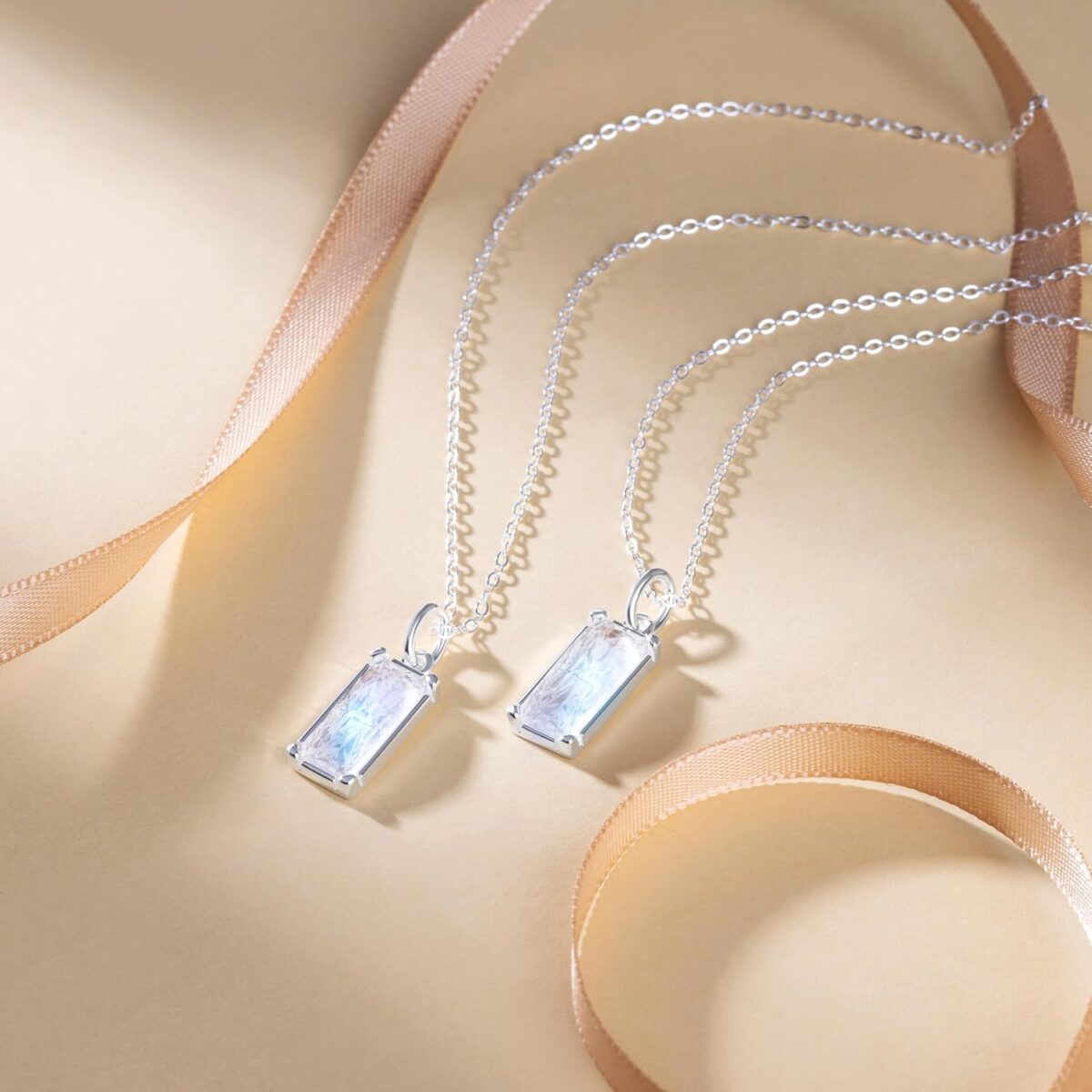 HOPE LOVE SHINE New Beginnings Rainbow Moonstone Sterling Silver Necklace for Women - Image 2
