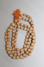 IS4A Hare Rama Hare Krishna Tulsi Holy Basil Japa Mala 108-1 8mm Beads Tulsi Mala With Gomukhi Japa Bag (Orange Knotted) - Image 2